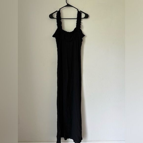 Stone Cold Fox Brooks Black Maxi Dress Ruffle Straps Sz M - Picture 10 of 10